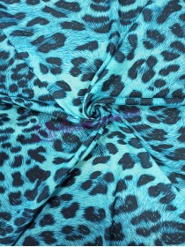 Шифон бірюзовий с леопардовим принтом